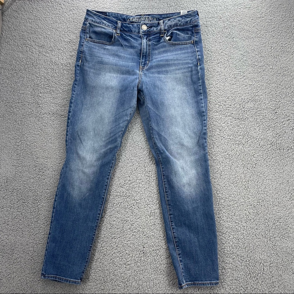 American Eagle Blue High-Rise Jegging Super Stretch Sz 14 Short